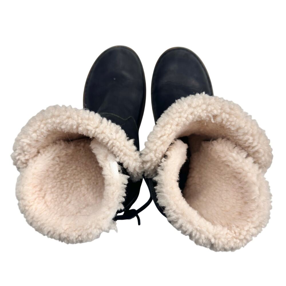 Ugg | Women | Akadia Black Leather Sheepskin Fur Pull On Fall Boots | Size US 7 - Picture 5 of 16